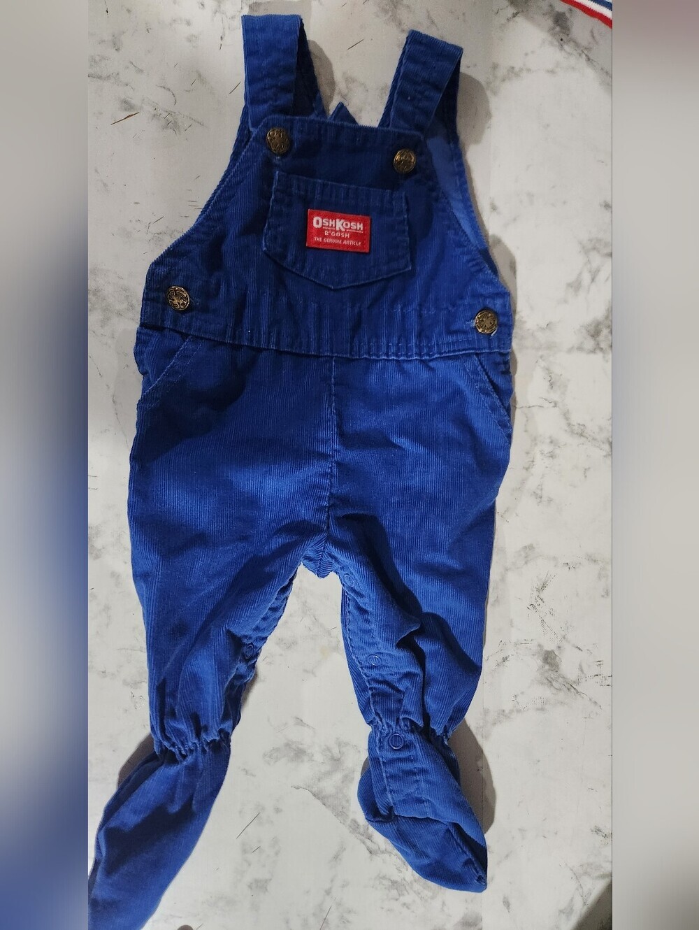 OshKosh B'Gosh Footed Bibs Overalls Corduroy 3 to 6 Months Vintage Union Made